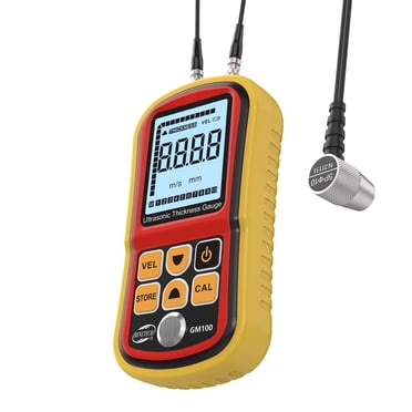 GM100 Digital Ultrasonic Thickness Gauge Metre Range 0.047 to 8.85in for Measuring Metal and Nonmetal Aluminum Zinc Silver Gold Tin Iron Steel Copper PVC Glass Zirconium Nylon