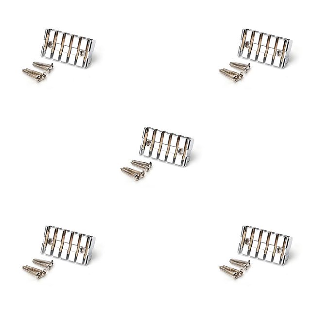 pitrice Headless Acoustic Guitar Bridge Professional Beginners Electric Bass String Tailpiece Spare Parts Fitting Replacement Silver 5Set