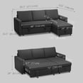 thumbnail image 3 of HOMCOM 83" Sofa Bed, Pull Out Sleeper L Shaped Sectional Couch, Black, 3 of 10