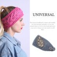 thumbnail image 4 of fastboy Crochet Headbands Winter Leaves Pattern with Rhinestones Elastic Head Protector Wide Warm Chunky Hair Accessories for Girls Dark Gray, 4 of 5