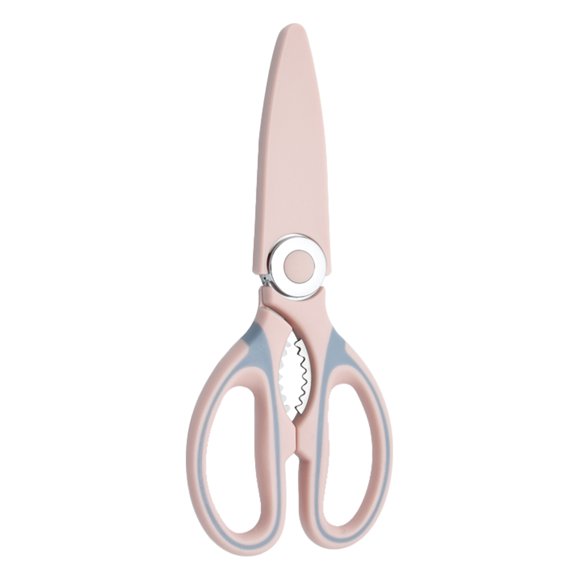 Generic Nordic Pink Multi-Purpose Kitchen Shears - Stainless Steel Heavy-Duty Poultry Scissors with Card Slot, Ergonomic Handle, and Protective Cover for Meat, Fish, Herbs, and More