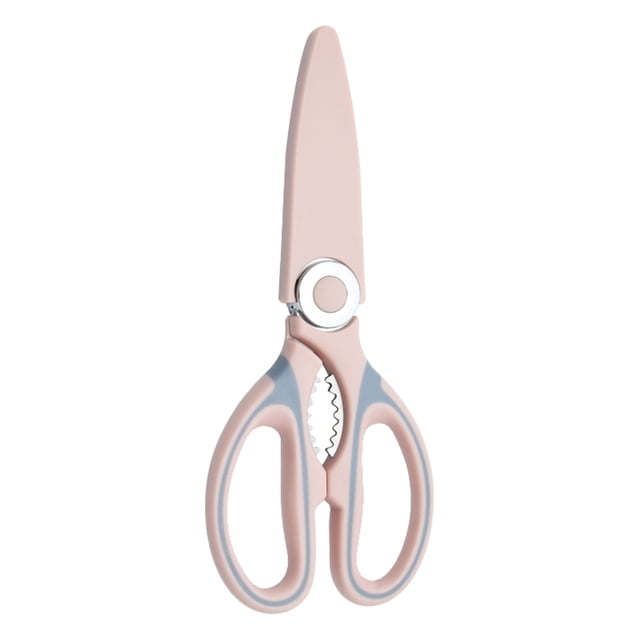 Generic Nordic Pink Multi-Purpose Kitchen Shears - Stainless Steel Heavy-Duty Poultry Scissors with Card Slot, Ergonomic Handle, and Protective Cover for Meat, Fish, Herbs, and More