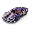 thumbnail image 1 of 405 PCS Car Building Blocks Set, 1:18 Scale Purple Lamborghini Super Car Model with Pull-Back Motor - BLK-069, 1 of 3
