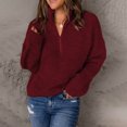 thumbnail image 4 of HWRETIE Women V Neck Ruched Blouse Solid Color Long Sleeve Casual Pullover Top, 4 of 7