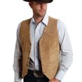 thumbnail image 3 of Mens Gentlemens Plays Suede Retro V Neck Solid Color Pocket Button Leather Vest Vest, 3 of 5