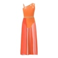 thumbnail image 3 of MSemis Robe de Danse Jazz Moderne Sans Manches pour Filles avec Strass Scintillants, Jupe de Ballet Orange 14, 3 of 6