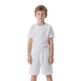 thumbnail image 1 of TOPTIE Short de Soccer pour Grands Garçons, Shorts de Course de 8 Pouces avec Poches - Blanc - M/ 10-12, 1 of 7