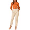 thumbnail image 2 of INSPIRE CHIC Women's Ruffle Neck Bubble Sleeve Elastic Cuff Button Work Office Blouse, 2 of 7