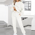 thumbnail image 2 of IROINNID Survêtement pour Femmes Ensemble 2 Pcs Liquidation Tenues Décontractées Hauts à Manches Longues Amples Ajustés Col Rond Pantalons Longs Ensembles Chandails Costume Tenues de Sport Ensemble, Blanc, 2 of 8