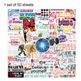 thumbnail image 1 of 50pcs Suitcase Sticker PVC Waterproof Laptop Decal Laptop Decal English Phrase Refrigerator Decoration Paster, Type 10, 1 of 1