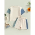 thumbnail image 4 of Fortune Infant Boys Summer Contrast Color Short Sleeve T-Shirts Elastic Waist Shorts 2Pcs Set, 4 of 6