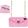 thumbnail image 1 of Wallet Case Compatible with iPhone, Pretty Luxury Bag Design, Purse Flip Card Pouch Cover Soft Silicone Case with Hand Holder Long Shoulder Strap(Pink,iPhone XS max), 1 of 6
