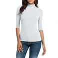 thumbnail image 1 of Women's Mock Neck Tee 2025 - Half Sleeve Stretch | Business Casual Slim Top, 1 of 9