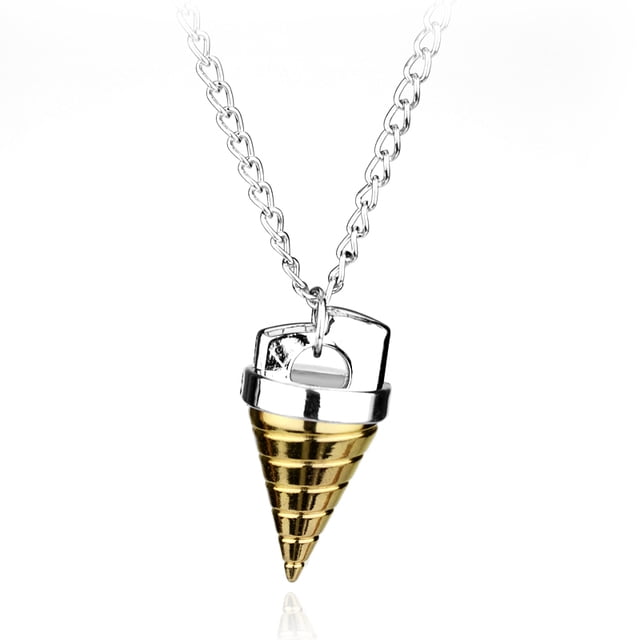 Anime Tengen Toppa Gurren Lagann Tengentoba Collier Pendentif à Noyau Perlé avec Pendentif en Forme de Perceuse Ton Or et accents Argentés, Suspendu sur une Chaîne Argentée. Parfait pour les fans et Collectionneurs d'Anime, Convient aux occasions comme les Anniversaires, les Mariages, les Fêtes et la Saint-Valentin.