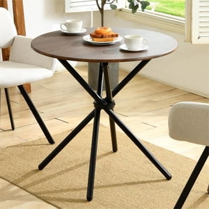 Homy Casa 2-person Dining Table, 31.5 inch Round Top with Industrial Metal Legs, Kitchen Breakfast Table, Espresso