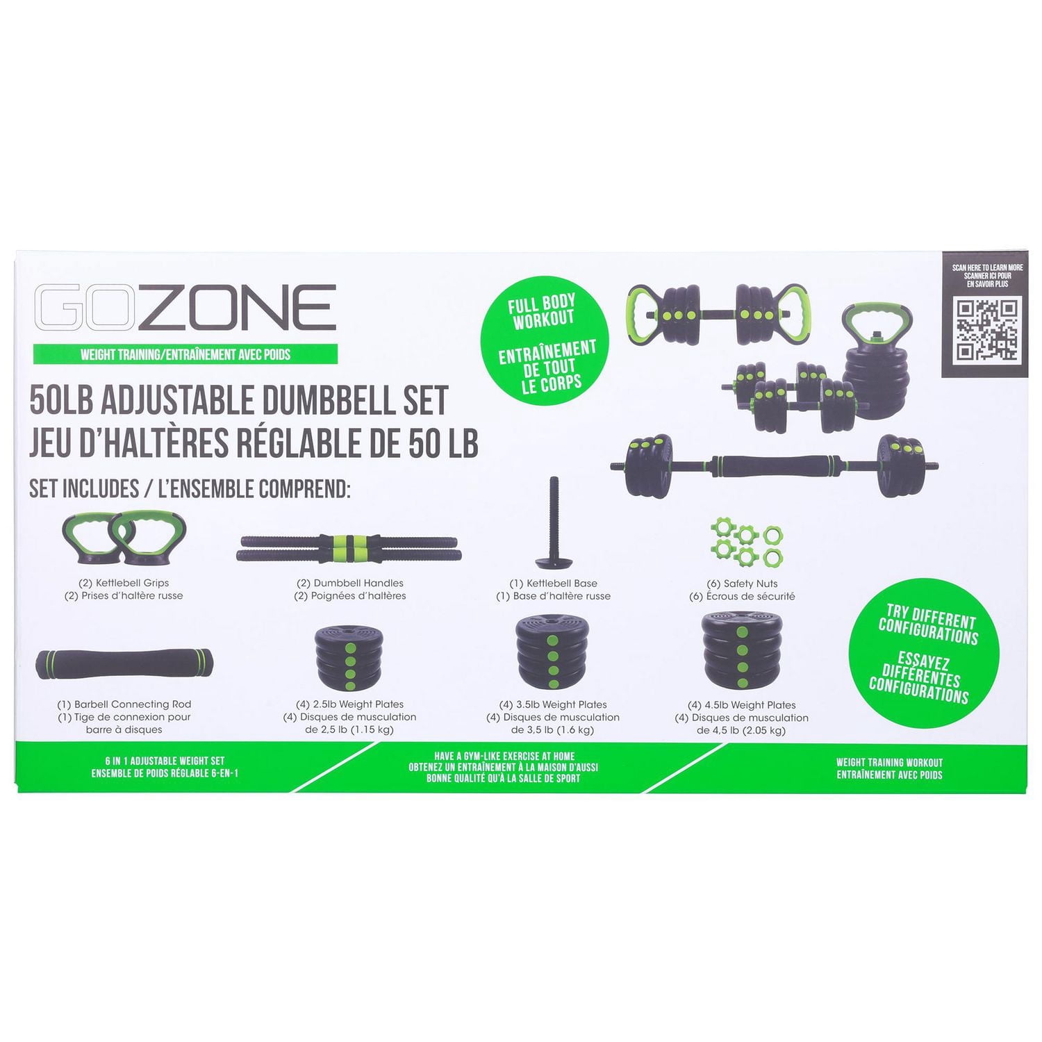 Ensemble de poids multi-usage 50 lb GoZone – Vert/noir