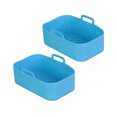 thumbnail image 2 of serony Air Fryer Baking Plate High Temperature Rectangle Non-Fading Liner Reusable Silicone Basket Kitchen Barbecue Cake Tool Blue 2Pcs, 2 of 6