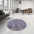thumbnail image 3 of Ahgly Company Tapis d'Intérieur Rond Moderne Mi-Siècle Violet Violet Oriental, 3 Pieds Rond, 3 of 6