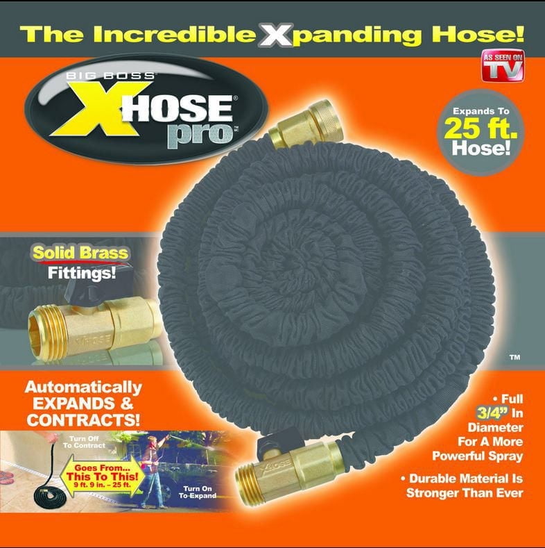 Big Boss XHose Pro Black 25 ft 3/4 in Lightweight Expandable Kink Resistant Garden Hose