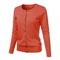 thumbnail image 2 of Liquidation! Hontri Cardigan pour Femme à Col Rond Tricoté à Manches Longues Grandes Tailles Ample Uni Court Chandail Veste Cardigan Cardigan pour Femme Rouge Melon D\'eau TTG, 2 of 4