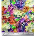 thumbnail image 1 of Soimoi Poly Georgette Fabric Animal Skin & Tropical Flower Decor Fabric Printed Yard 42 Inch Wide, 1 of 3
