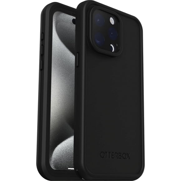 OtterBox iPhone 15 Pro Max (Only) FRĒ Series Waterproof Case with MagSafe (Designed by LifeProof) - Black - Waterproof, 60% Recycled Plastic - Sleek and Stylish