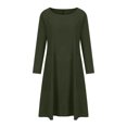 thumbnail image 4 of Robes Décontractées pour Femmes Robes de Printemps et d'Automne pour Femmes Col Rond Coton Lin Ample Décontracté Couleur Unie Manches Longues Robe à Poches Robe de Vacances en Liquidation, 4 of 8