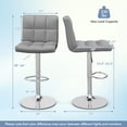 thumbnail image 3 of Gymax Set of 2 Adjustable Swivel Bar Stool Counter Height Bar Chair PU Leather Grey, 3 of 7