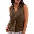 thumbnail image 1 of Yuyuzo Womens Button down Tank Tops V Neck Collared Basic Tees Summer Sleeveless Casual Tunic Tops, 1 of 6