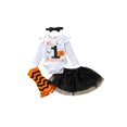 thumbnail image 1 of FOCUSNORM Baby Girl Outfit Letters Romper+Tutu Skirt+Leg Warmer+Headband, 1 of 9