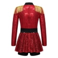 thumbnail image 2 of Loodgao Combinaison de Cirque Scintillante pour Filles, Manches Longues, à Sequins et à Franges, Rouge 6, 2 of 7