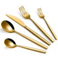 thumbnail image 1 of 30-Piece Matte Gold Stainless Steel Flatware Set for 6 - Includes Steak Knives, Forks, Spoons Dishwasher-Safe Tableware Cutlery Set for Home & Restaurant, 1 of 8