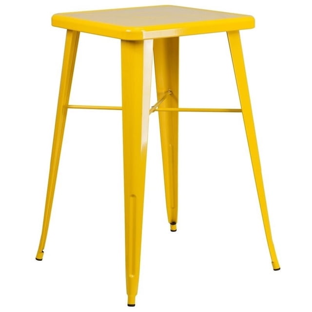 Flash Furniture Table de Bar Carré en Métal de 28 Pouces Jaune