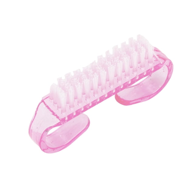 Nail Brush Cleaning Brushes Cleaner Set with sturdy plastic handle grip, featuring a compact pink design with curved corners for easy grip. Durable bristles efficiently clean fingernails, toenails, and cuticles, making it ideal for manicure use, bulk sets, and travel-friendly cleaning applications.