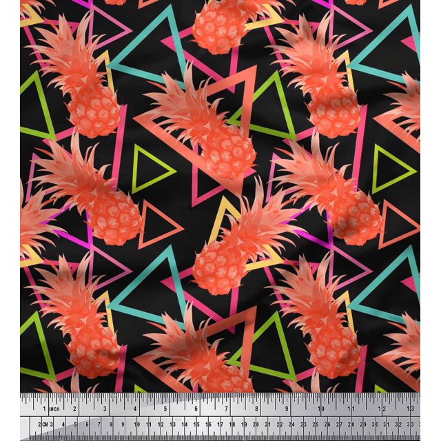 Soimoi Tissu en Crêpe de Polyester Triangle et Fruits de Pin Tissu Imprimé 1 Yard 52 Inch Wide