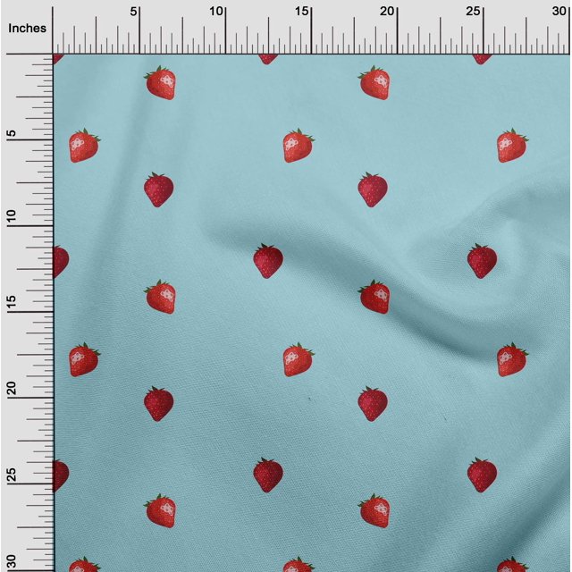 oneOone Viscose Chiffon Fabric Strawberry Fruit Print Fabric BTY 42 Inch Wide