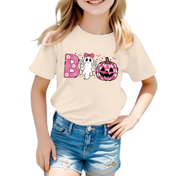 LYHaoo Kids Casual Short Sleeve Letter Print T Shirt Top Comfortable Tee For Boys And Girls Daily Wear,Girls Blouses Sizes 8-9 Years