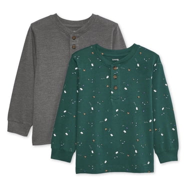 Lot de 2 t-shirts à col henley et manches longues George pour petits garçons