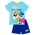 thumbnail image 1 of Baby Shark Boys Blue Short Sleeve Short Leg Pyjama Set, 1 of 6