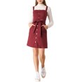 thumbnail image 2 of INSPIRE CHIC Women's Spring Summer Adjustable Strap a-Line Jeans Denim Dress XS Wine Red, 2 of 7