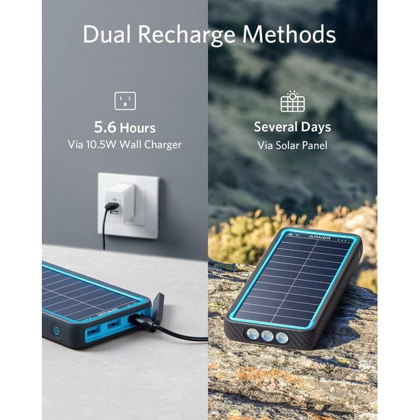 Anker PowerCore Solar 10000mAh Power Bank, 15W USB-C with Dual