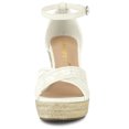 thumbnail image 2 of BLISSFUL STEP Sandales Compensées Espadrilles à Talon Compensé pour Femmes Blanc 8, 2 of 7