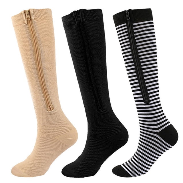 3 Pairs Compression Socks for Women Support Varicose Veins, Compression Socks for Nurse, Medical, Pregnant, Running, Riding, Travel (XXL)