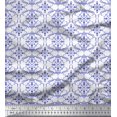 thumbnail image 1 of Soimoi Blue polyester Crepe Fabric Moroccan Damask Print Fabric by Yard 42 Inch Wide, 1 of 3