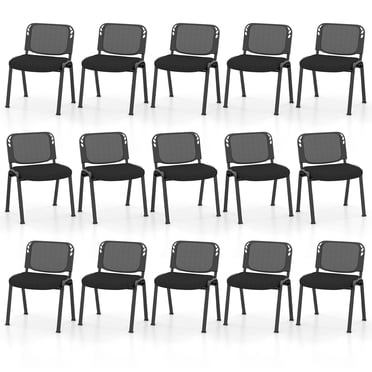Gymax Ensemble de 15 Chaises de Salle de Conférence en Maille avec Siège en Tissu Rembourré pour Bureau à Domicile