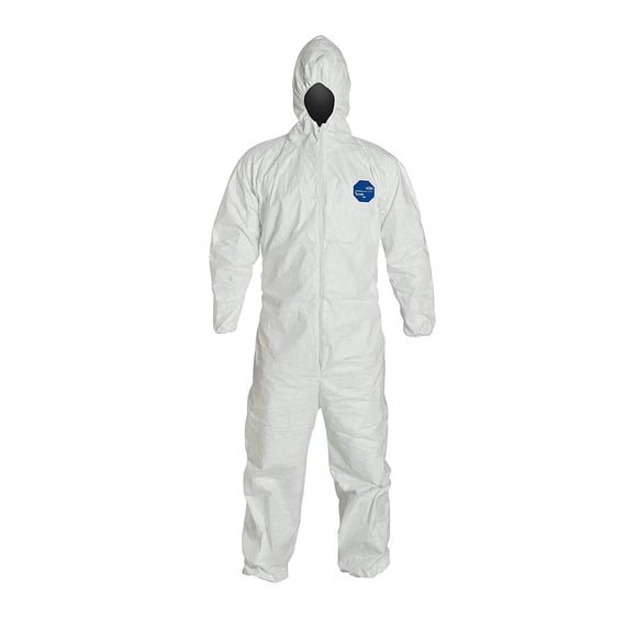 Tyvek Ensemble Jetable par Dupont avec Poignets, Chevilles et Capuchon Élastiques (3TG) Blanc