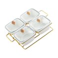 thumbnail image 1 of fastboy Snacks Platter Tray w/ Lid Serving Storage Snacks Appetizers Nuts Easy Bowl White Set 4, 1 of 6