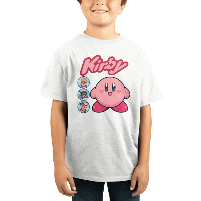 Kirby Different Power Ups Kids White T-Shirt