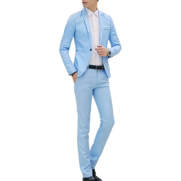 TIMIFIS 3 Piece Suit Men nSolid Tuxedo Suit Set One Button Slim Breasted Party Blazer with Shirts and Pants Elegant Business Set Wedding Partys Dress - Spring/Summer