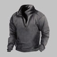 thumbnail image 2 of FAIWAD Men's Fleece Sweatshirt Long Sleeve Drop Shoulder Casual Sweatshirt Half Zip Plus Size Pullover Tops, 2 of 3